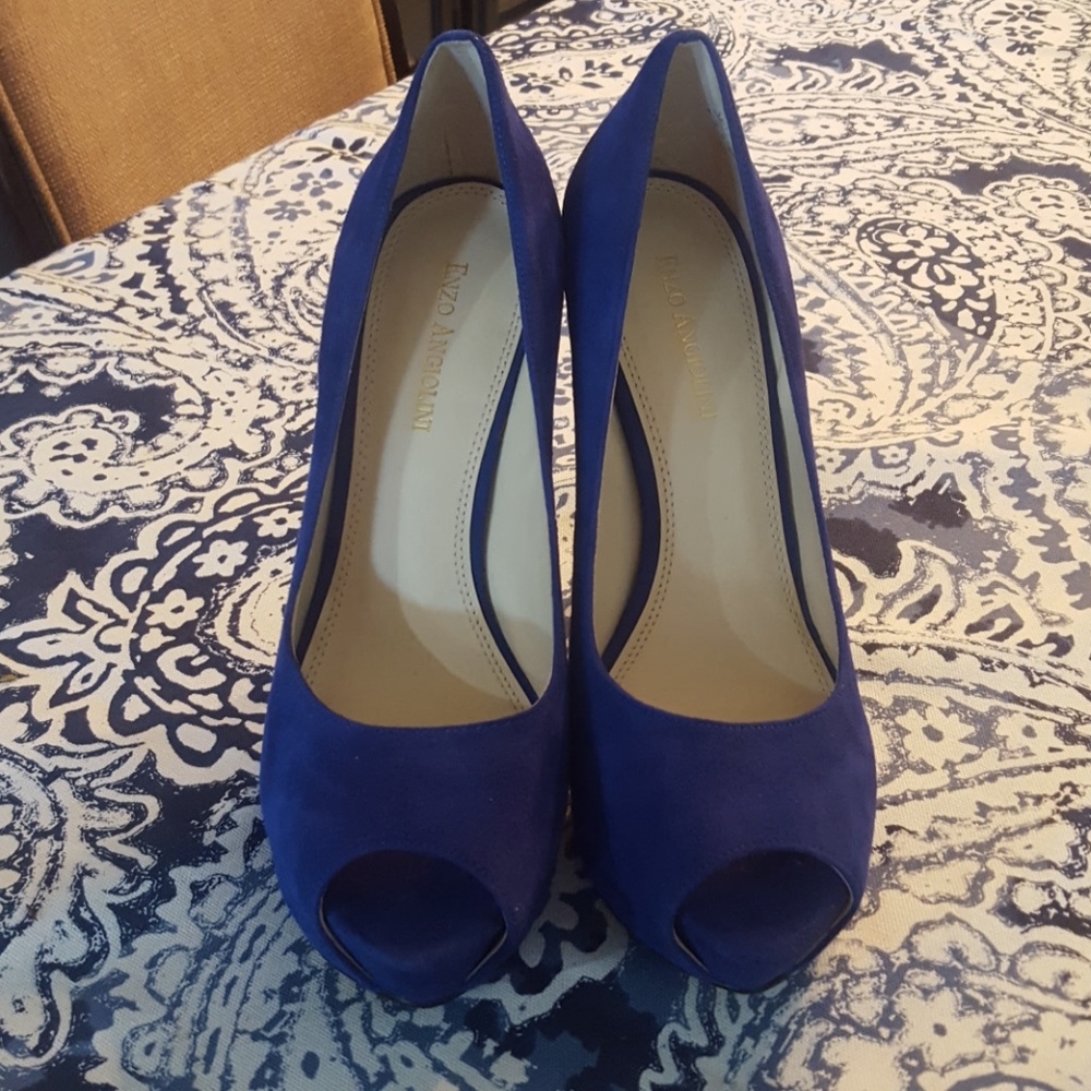 Enzo Angiolini Blue Suede Heels